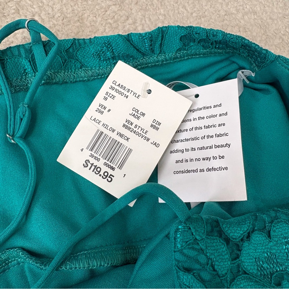 David’s Bridal High Low Dress Lace Jade Green Bridesmaid Prom Size 18 - Picture 7 of 16